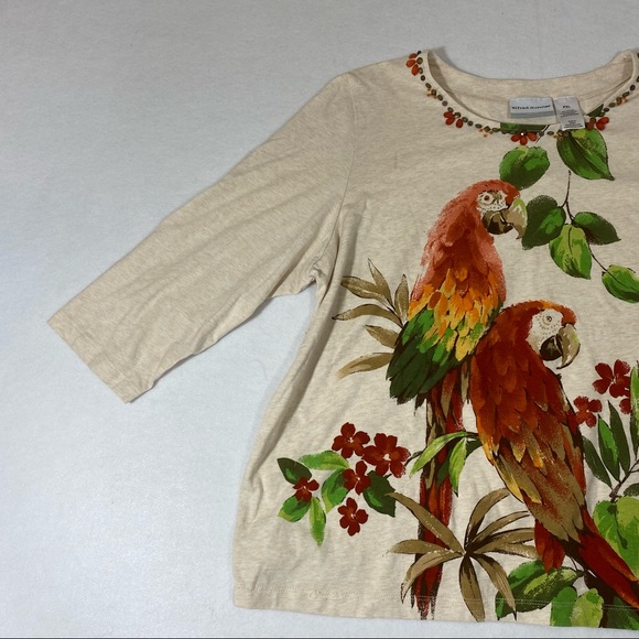 Alfred Dunner Floral Top  Long Sleeve Tee Floral Blouse Tropical Embelli… - Picture 1 of 10
